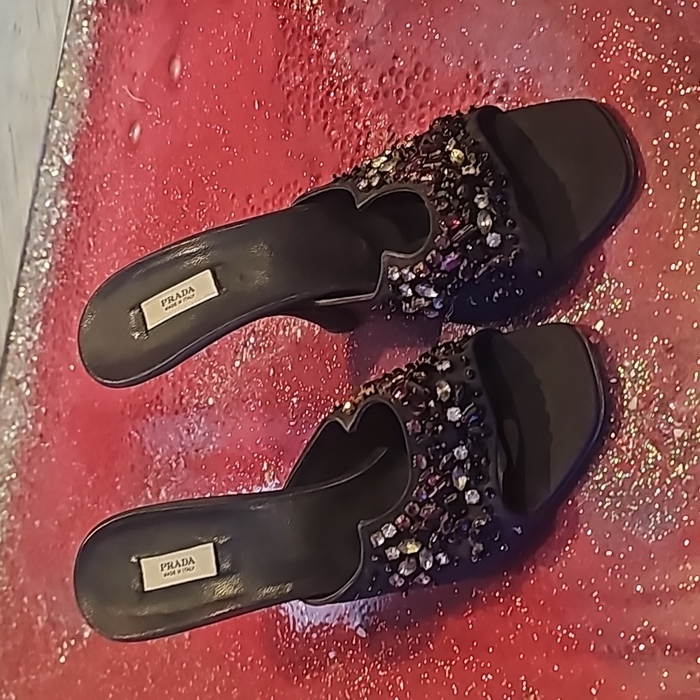 Prada gem embellished heel slides